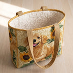 Harmonie Dorée Tote Bag Matelassé – sac ouvert avec doublure matelassée