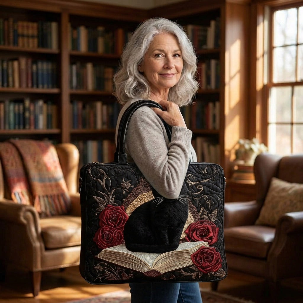 Chat de Minuit Sac Artisanal Matelassé – tote bag matelassé porté à l’épaule