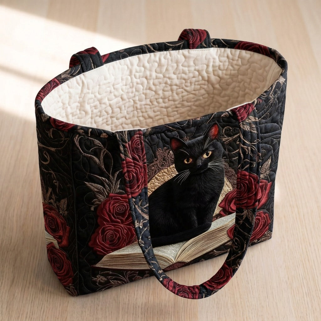 Chat de Minuit Sac Artisanal Matelassé – sac ouvert avec doublure matelassée