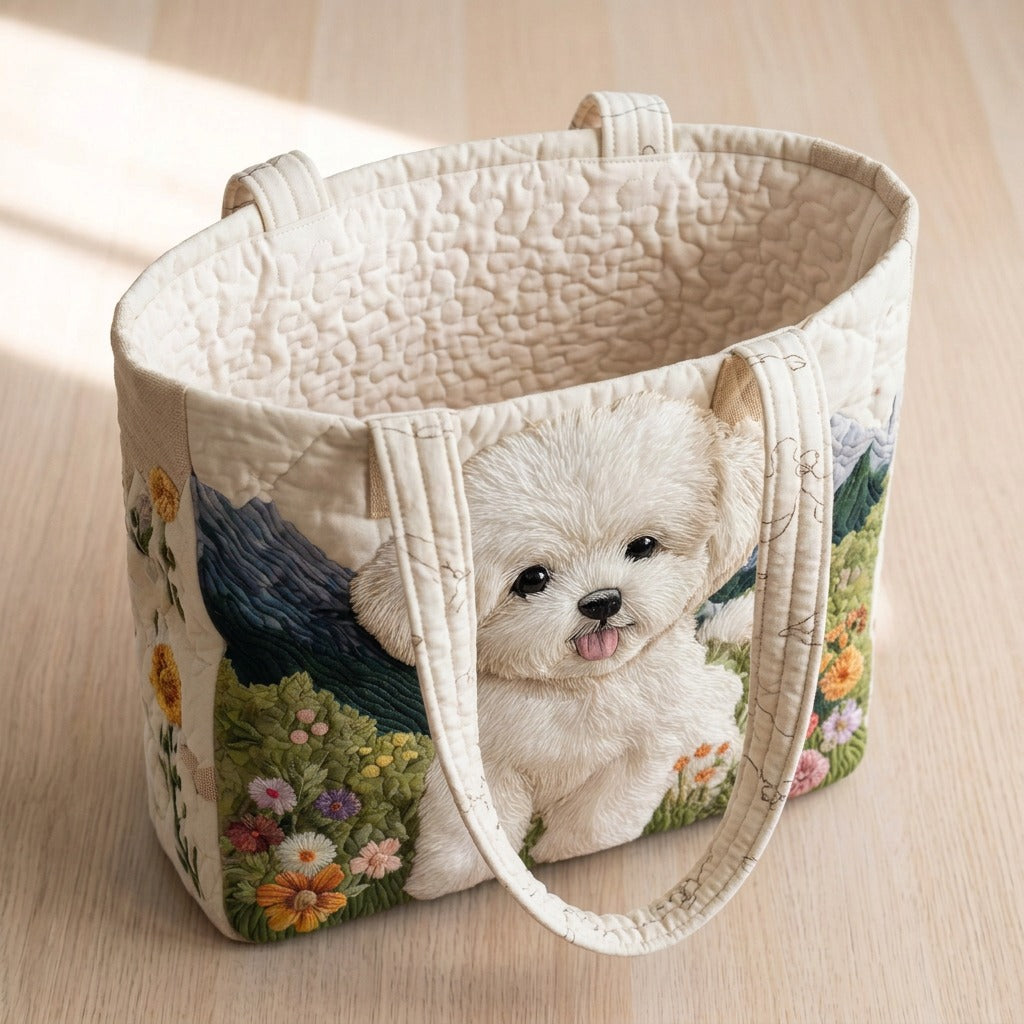 Chien Enchanté Sac Artisanal Matelassé – sac ouvert avec doublure matelassée