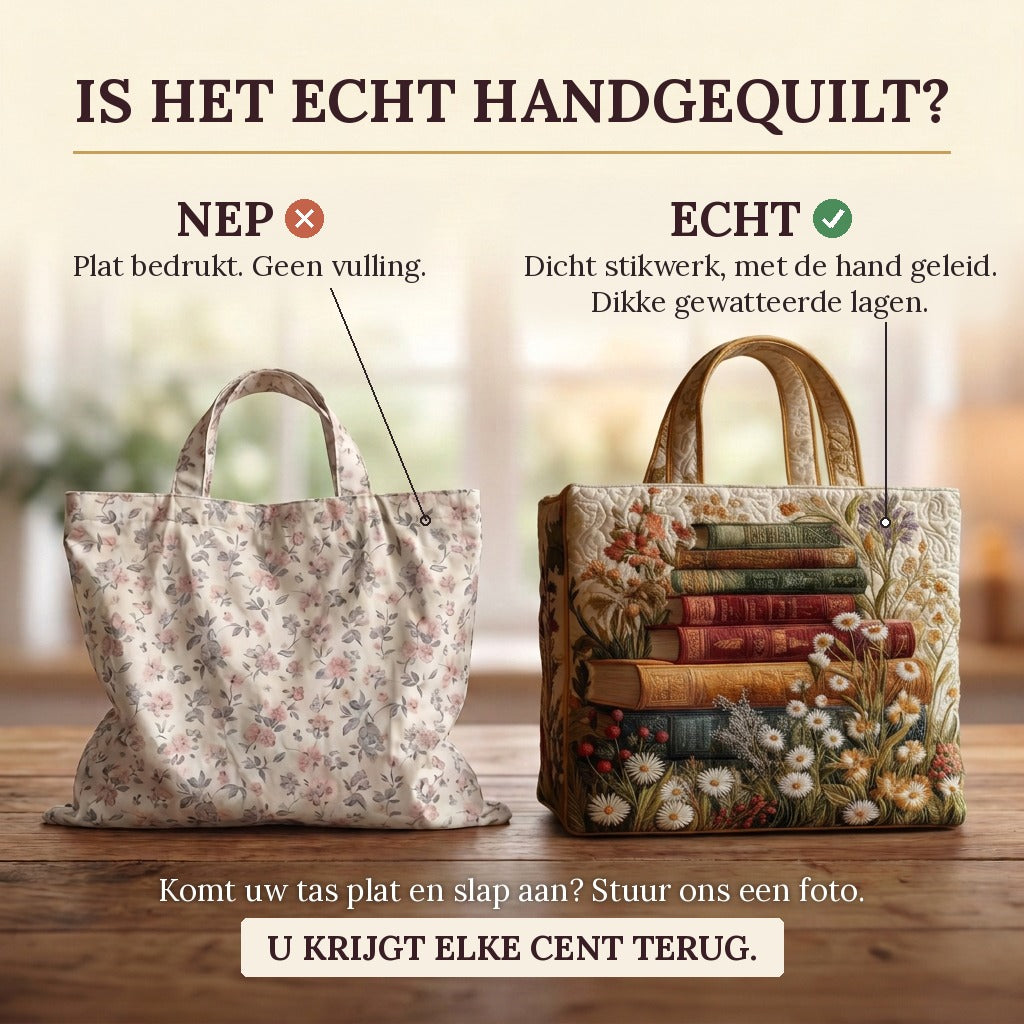 Tuintapijt Gewatteerde Handgemaakte Tas: echt gewatteerd tegenover plat bedrukt