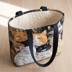 Chatons Rêveurs Sac Artisanal Matelassé – sac ouvert avec doublure matelassée