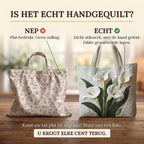 White Lilies quilted tote bag: real quilted layers vs a flat printed bag