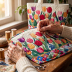 Classique Intemporel Tote Bag Matelassé – matelassé à la main sur la table de l’atelier