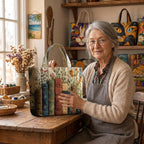 Lien dans son atelier avec le Jardin Bibliothèque Tote Bag Matelassé