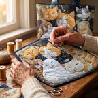 Pure Rêverie Tote Bag Matelassé – matelassé à la main sur la table de l’atelier
