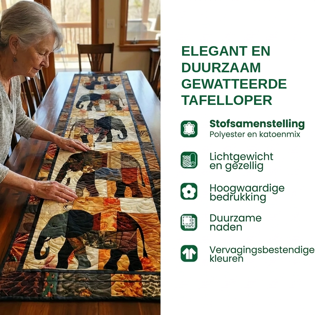 Kenmerken van de gewatteerde tafelloper